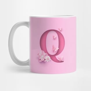 Q Letter Personalized, Pink Minimal Cute Design, Birthday Gift, Christmas Gift Mug